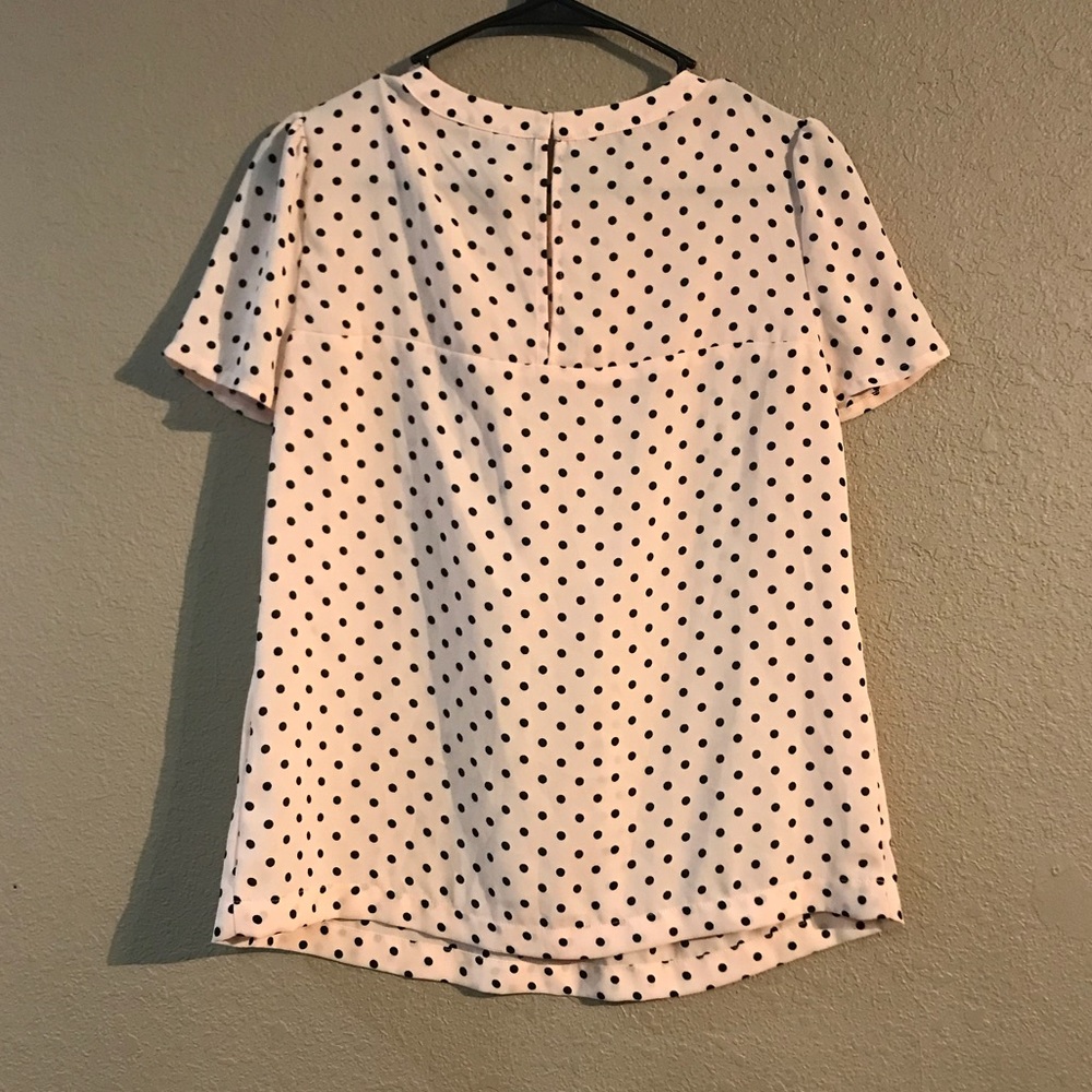 NWT Sz XS Elle Pink & Black Polka Dot Blouse Shirt - Picture 4 of 4